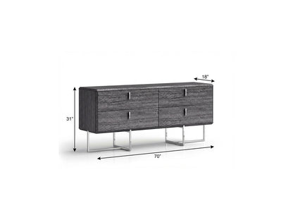 Gray Wood Four Drawer Double Dresser image 5