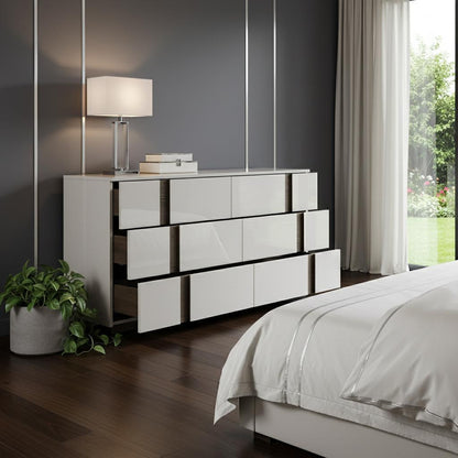 Light Gray And Walnut Wood Six Drawer Double Dresser image 2