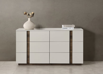 Light Gray And Walnut Wood Six Drawer Double Dresser image 9