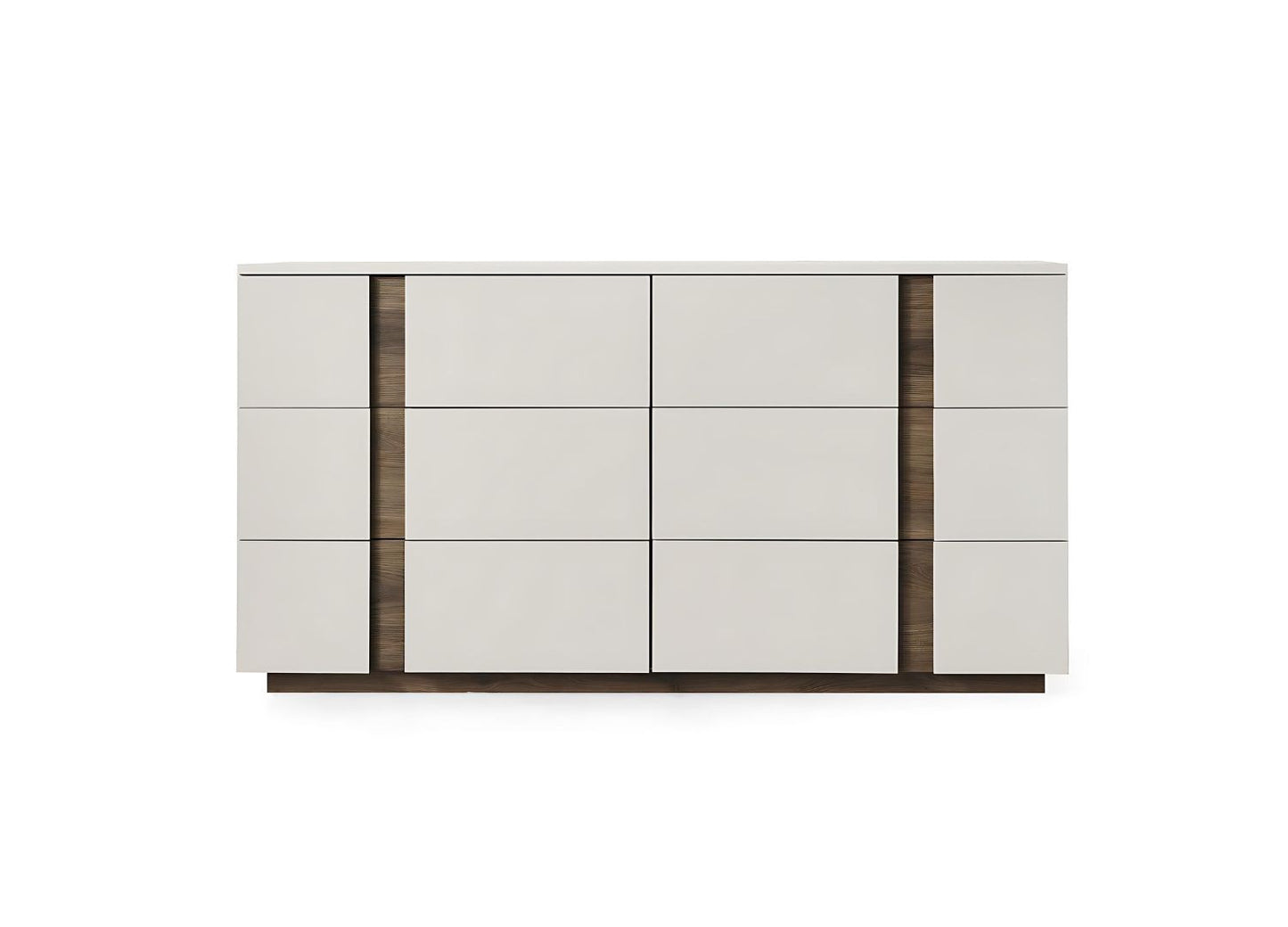 Light Gray And Walnut Wood Six Drawer Double Dresser image 3
