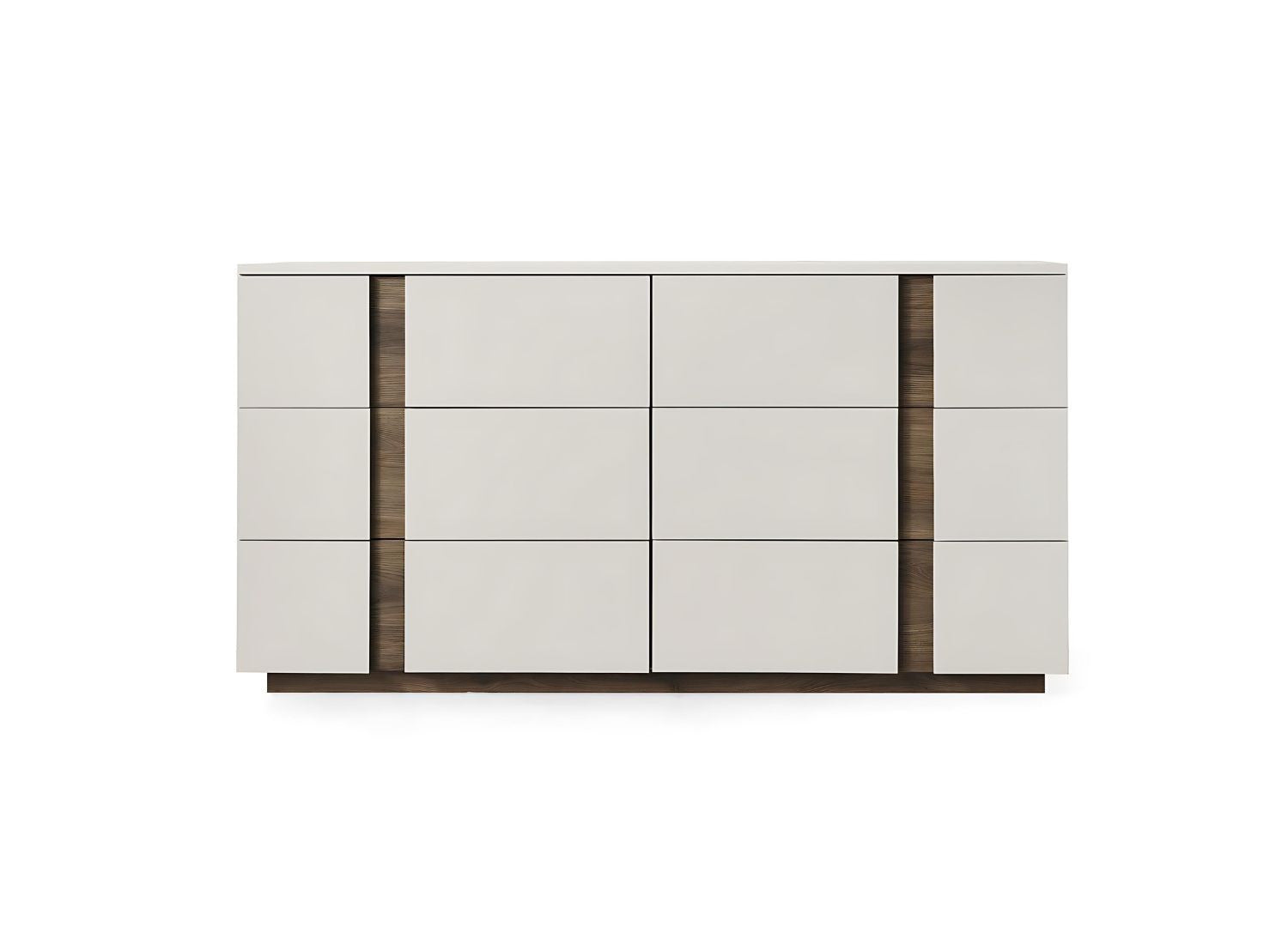 Light Gray And Walnut Wood Six Drawer Double Dresser image 3