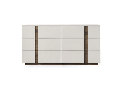 Light Gray And Walnut Wood Six Drawer Double Dresser image 3