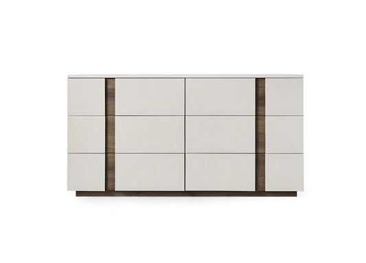 Light Gray And Walnut Wood Six Drawer Double Dresser image 3