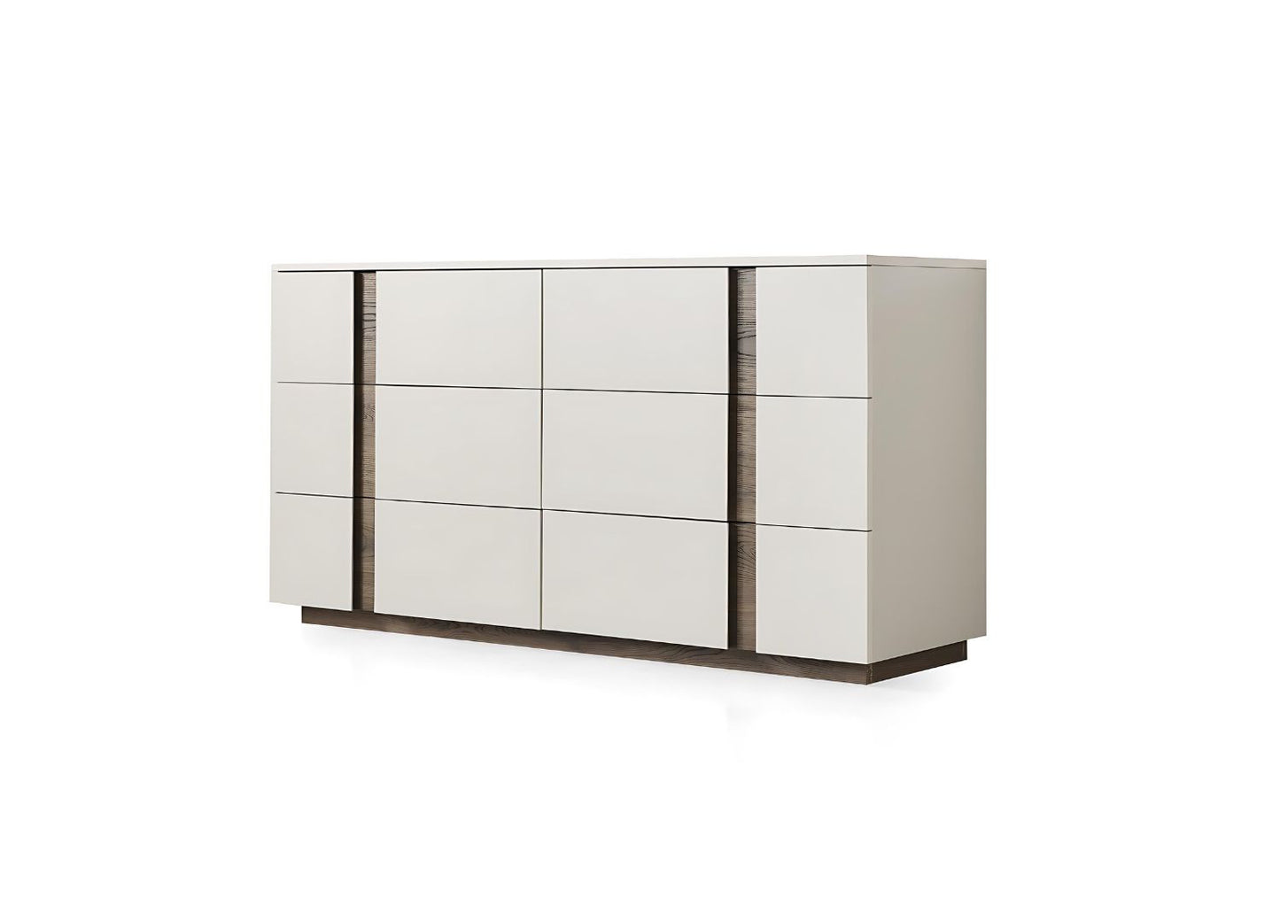 Light Gray And Walnut Wood Six Drawer Double Dresser image 4