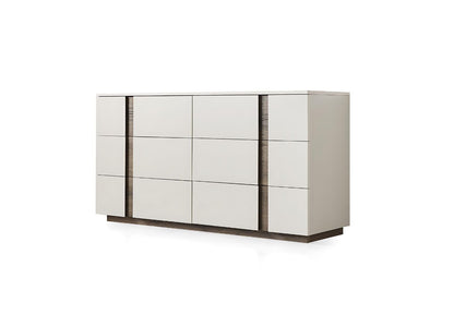 Light Gray And Walnut Wood Six Drawer Double Dresser image 4