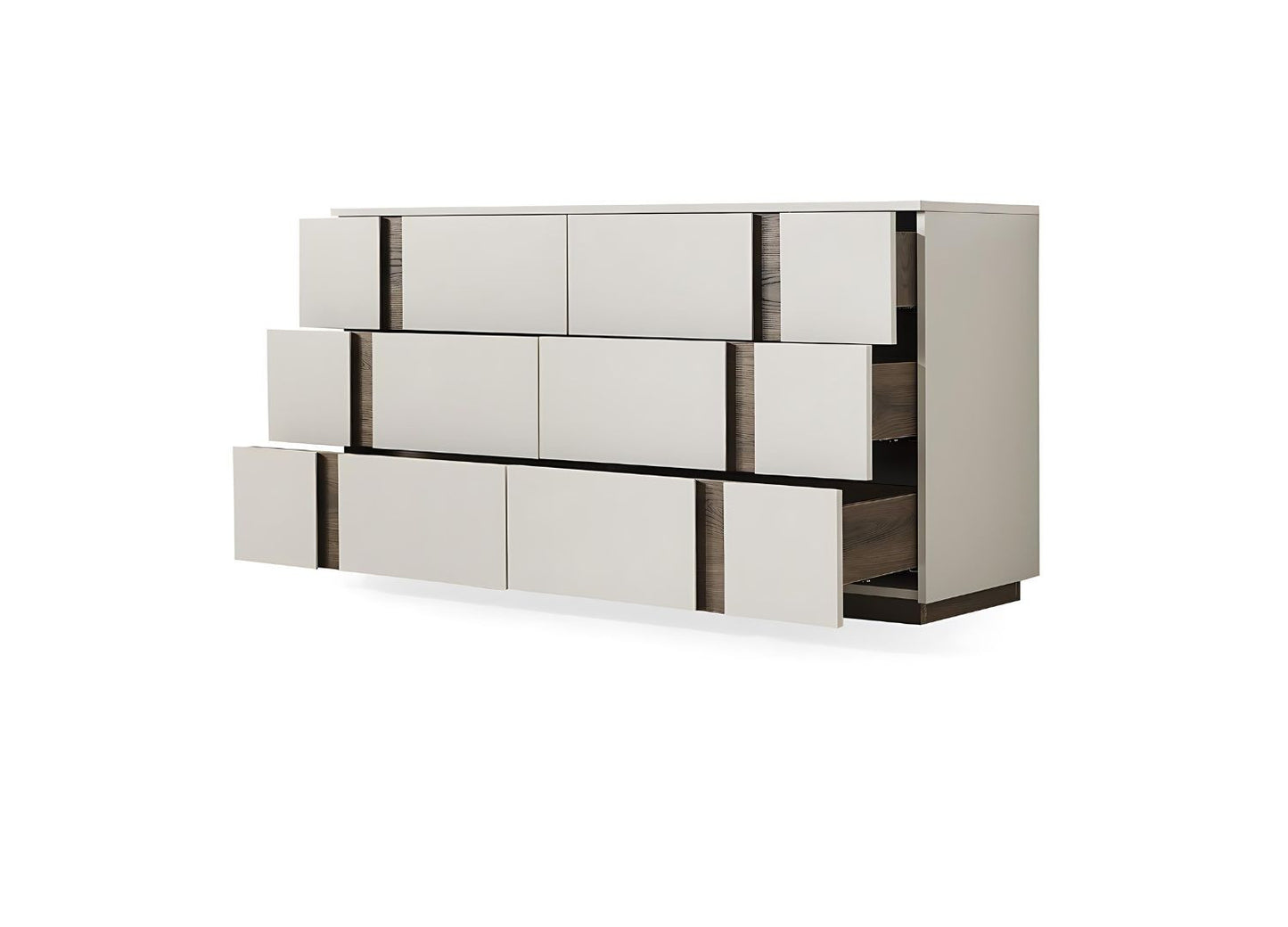Light Gray And Walnut Wood Six Drawer Double Dresser image 5