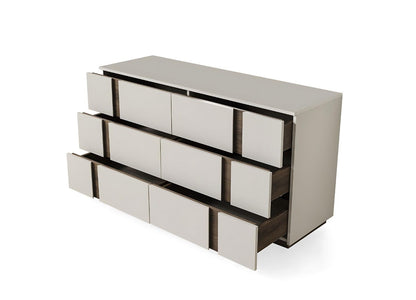 Light Gray And Walnut Wood Six Drawer Double Dresser image 6