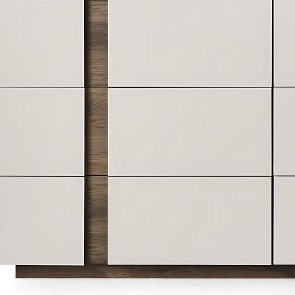 Light Gray And Walnut Wood Six Drawer Double Dresser image 8