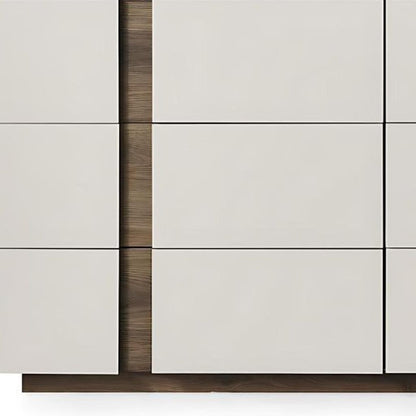 Light Gray And Walnut Wood Six Drawer Double Dresser image 8