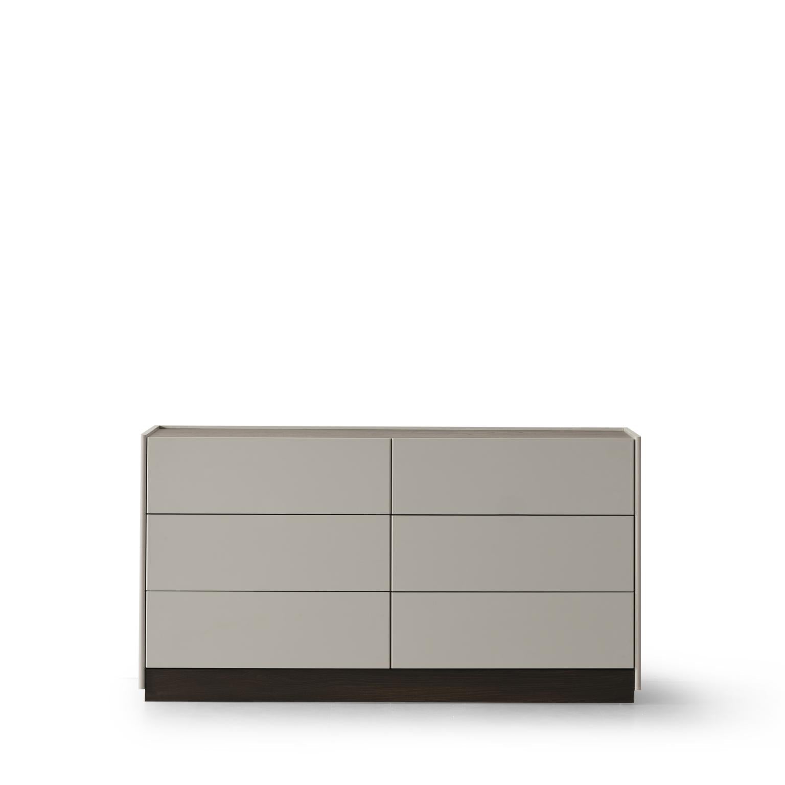 Light Gray And Walnut Wood Six Drawer Double Dresser image 2