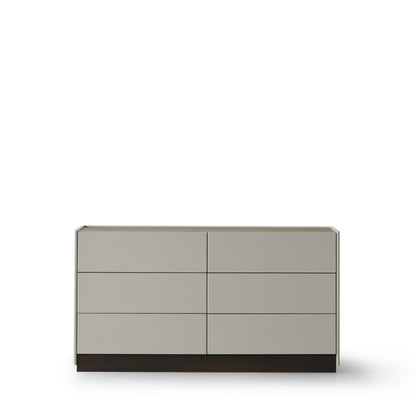 Light Gray And Walnut Wood Six Drawer Double Dresser image 2