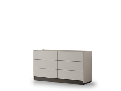 Light Gray And Walnut Wood Six Drawer Double Dresser image 3