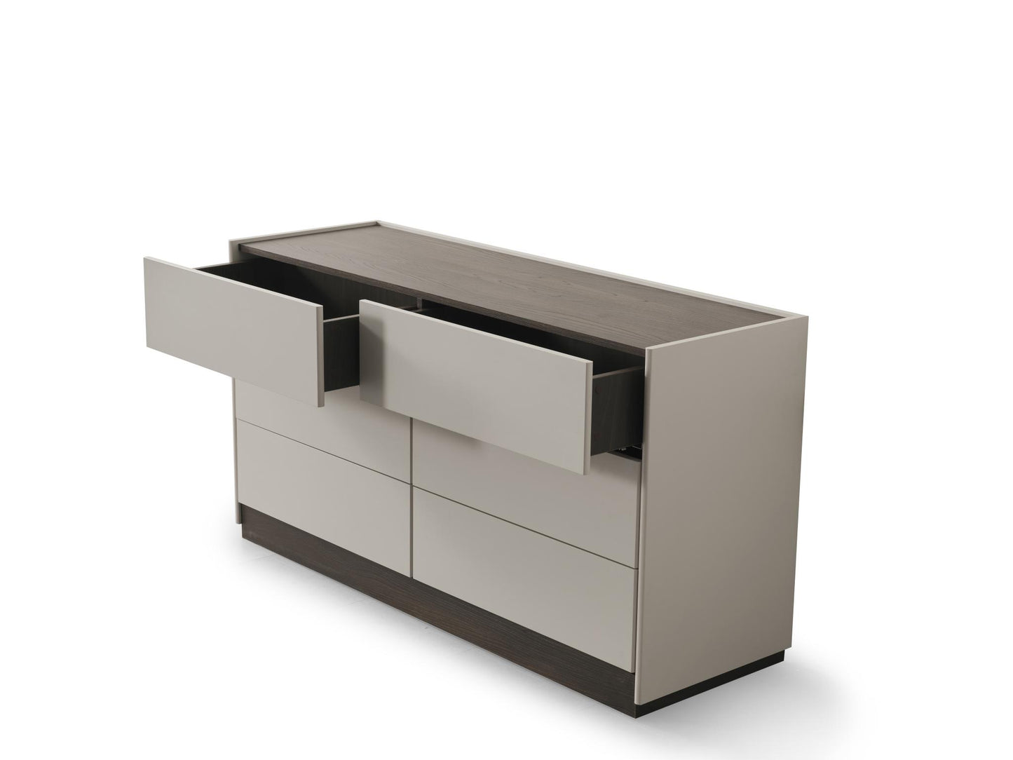 Light Gray And Walnut Wood Six Drawer Double Dresser image 4