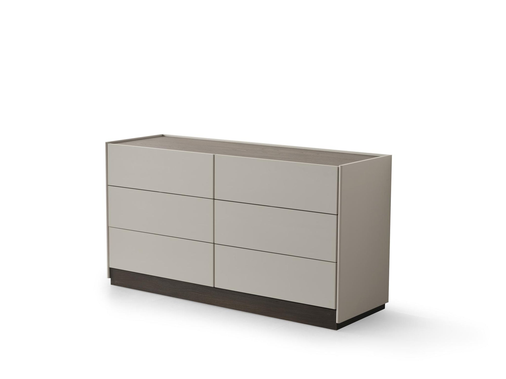 Light Gray And Walnut Wood Six Drawer Double Dresser image 5