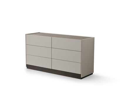 Light Gray And Walnut Wood Six Drawer Double Dresser image 5