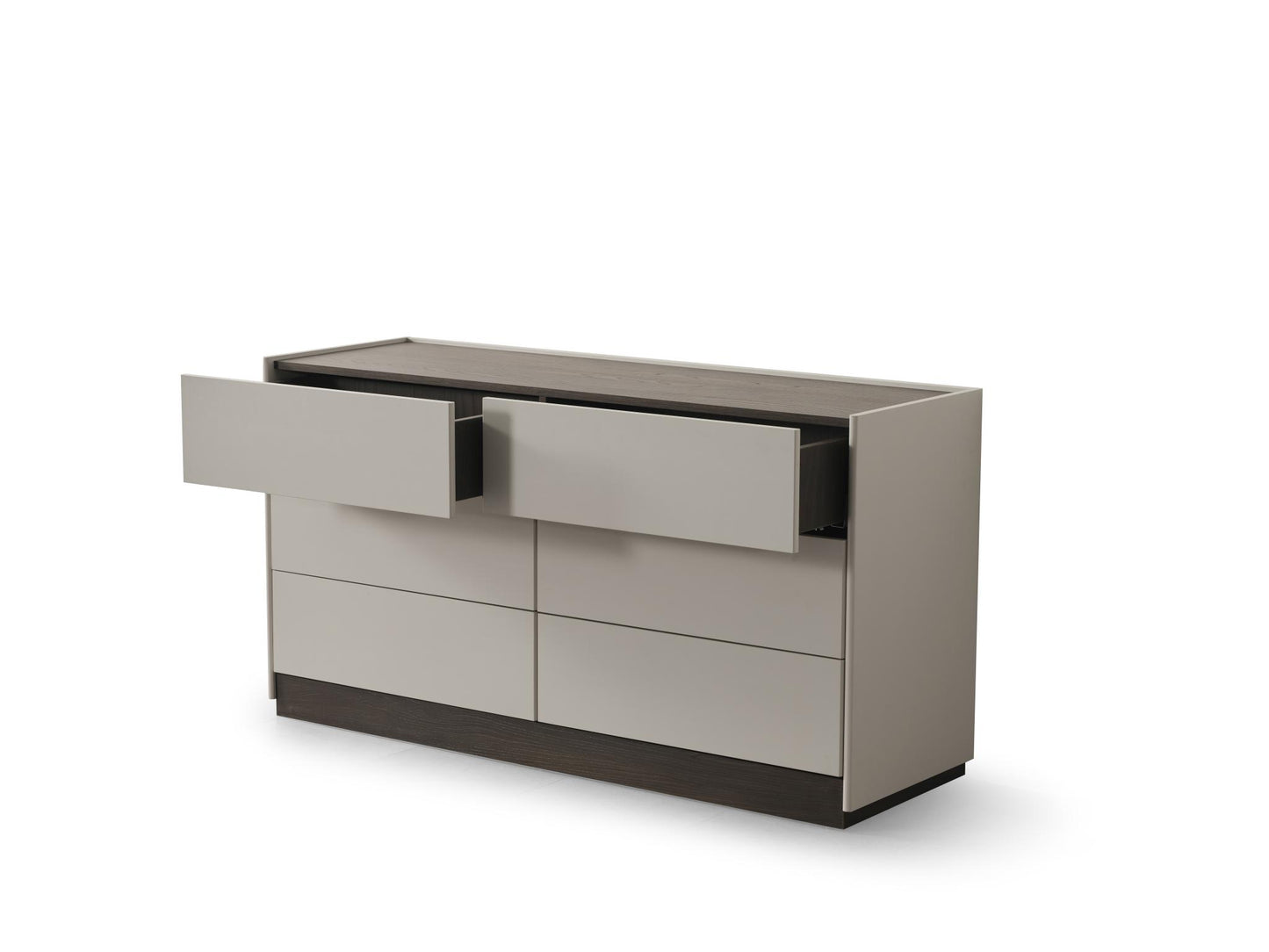 Light Gray And Walnut Wood Six Drawer Double Dresser image 6