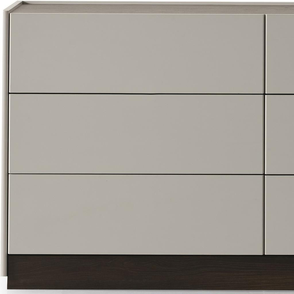 Light Gray And Walnut Wood Six Drawer Double Dresser image 7