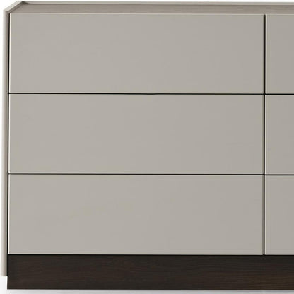 Light Gray And Walnut Wood Six Drawer Double Dresser image 7