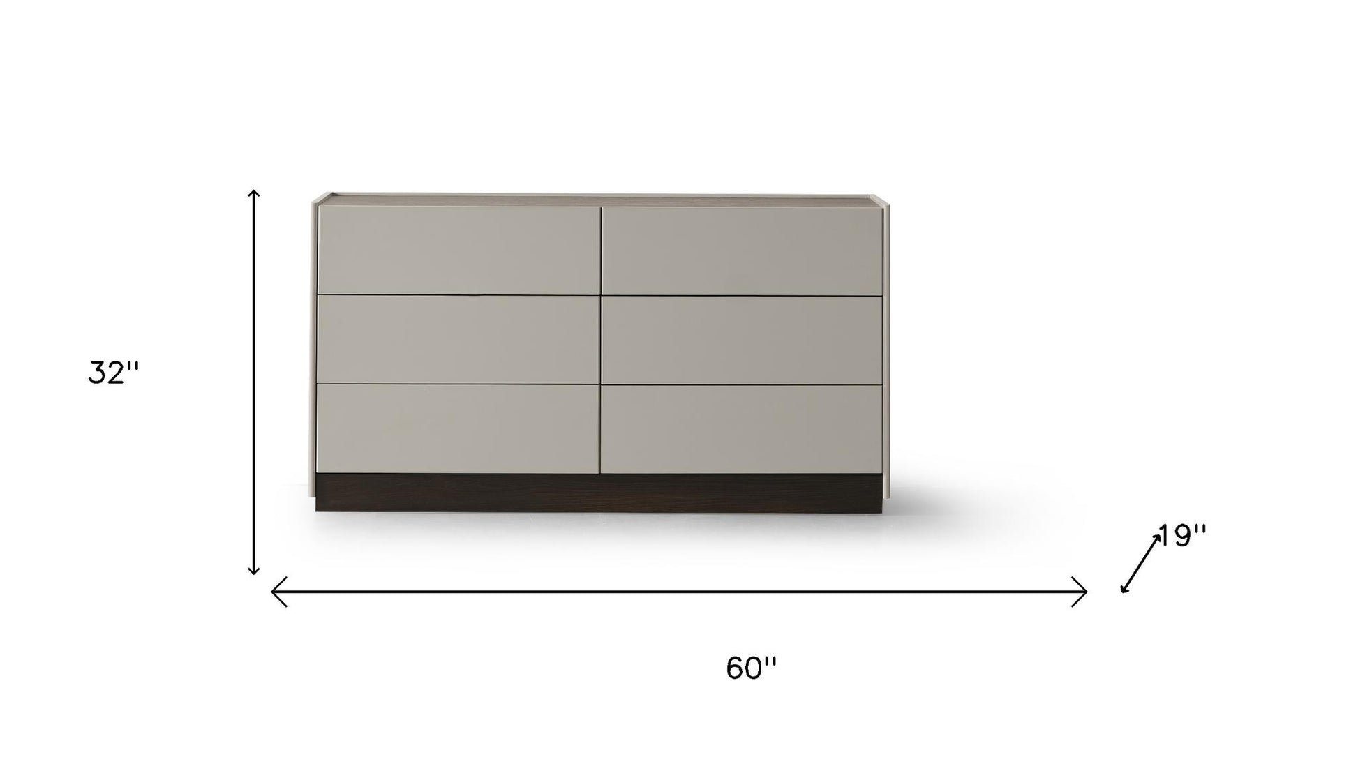 Light Gray And Walnut Wood Six Drawer Double Dresser image 9