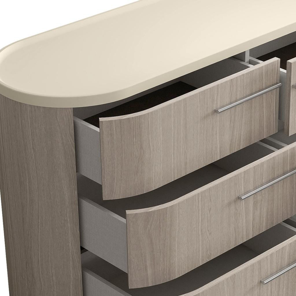 Beige And Oak Wood Six Drawer Double Dresser image 5