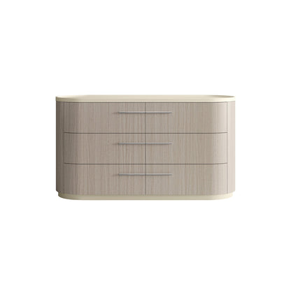 Beige And Oak Wood Six Drawer Double Dresser image 2