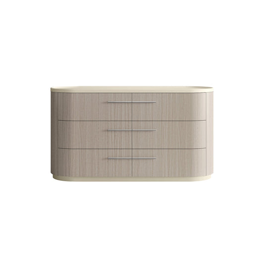 Beige And Oak Wood Six Drawer Double Dresser image 2