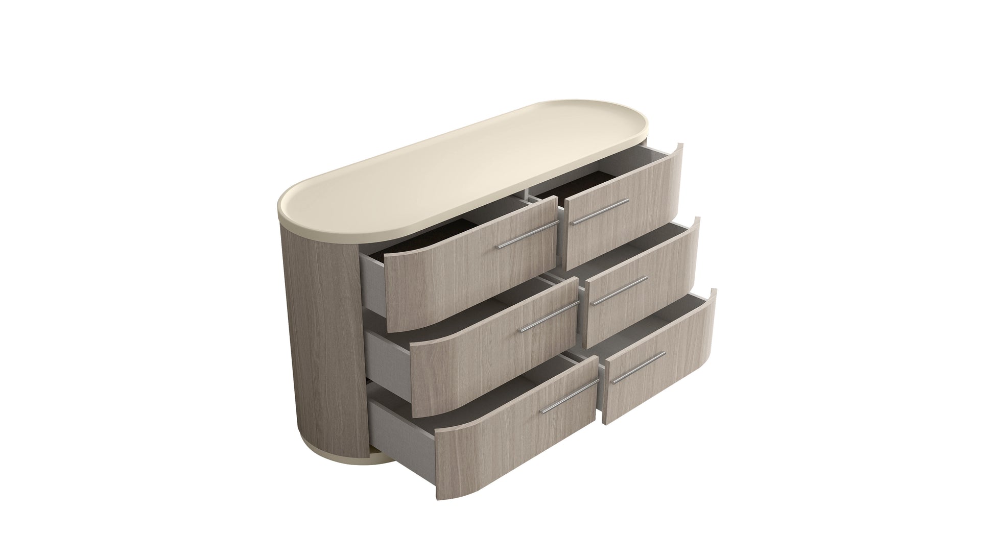 Beige And Oak Wood Six Drawer Double Dresser image 4