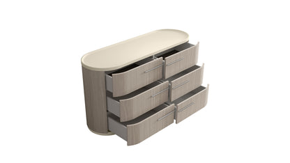 Beige And Oak Wood Six Drawer Double Dresser image 4