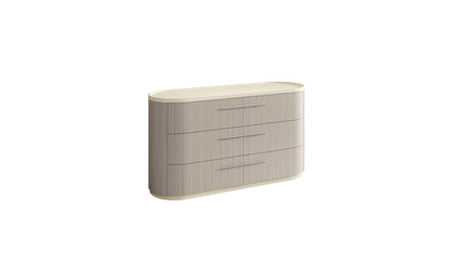 Beige And Oak Wood Six Drawer Double Dresser image 3