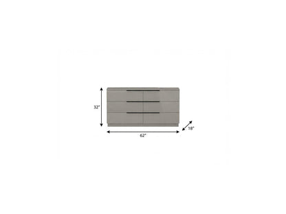 Gray Wood Six Drawer Double Dresser image 8