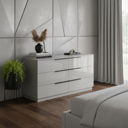 Gray Wood Six Drawer Double Dresser image 1