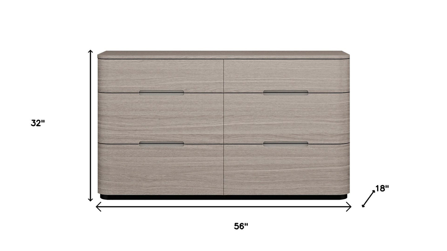 Oak Wood Six Drawer Double Dresser image 7