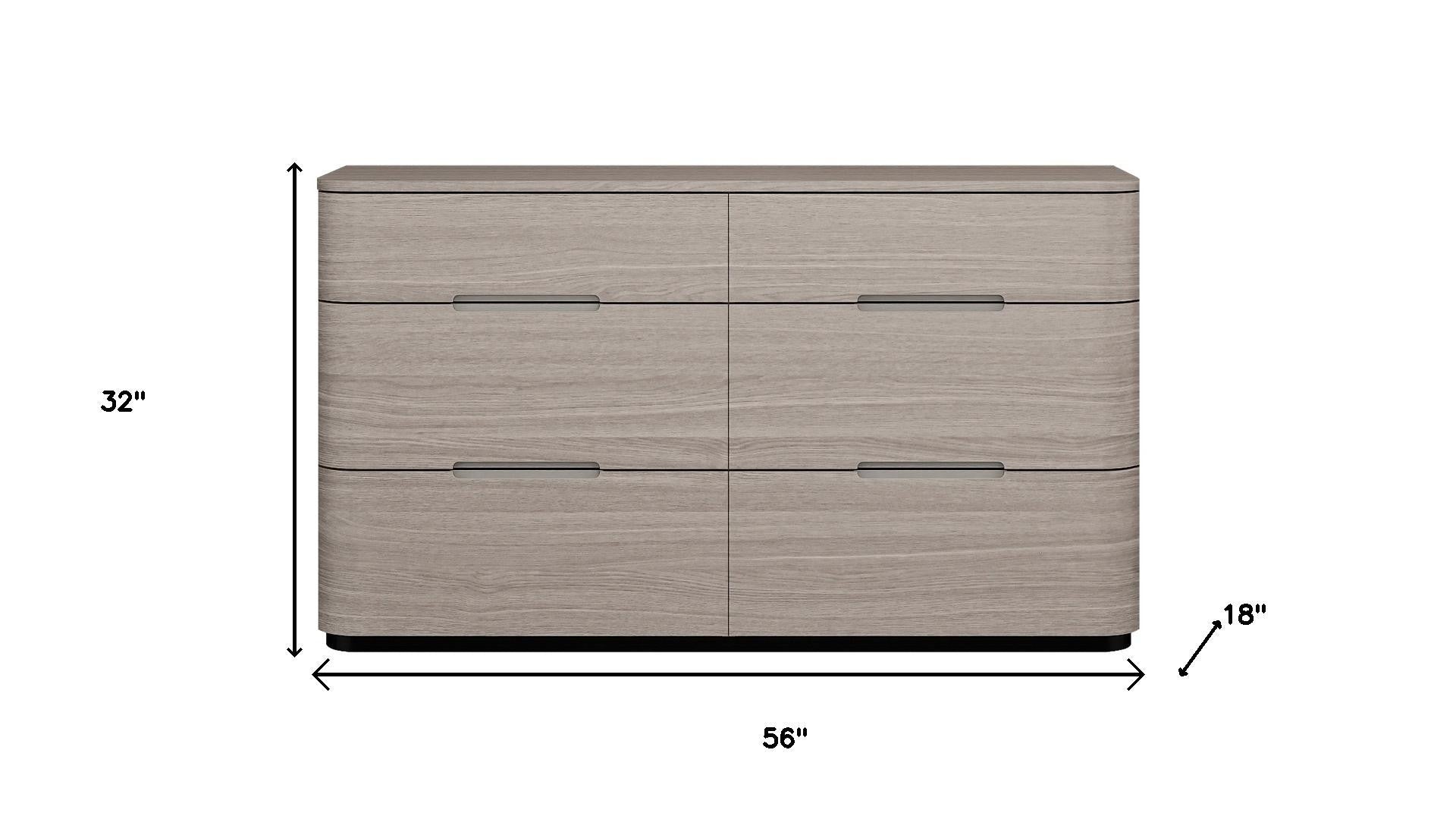 Oak Wood Six Drawer Double Dresser image 7