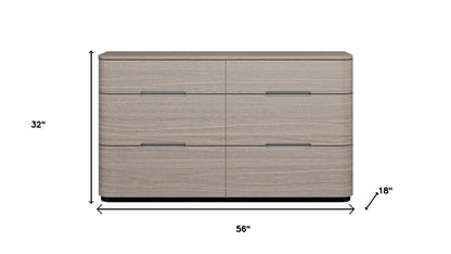 Oak Wood Six Drawer Double Dresser image 7