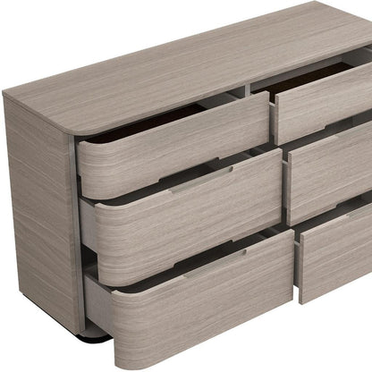 Oak Wood Six Drawer Double Dresser image 6