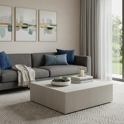 Beige Stone Square Block Coffee Table image 1