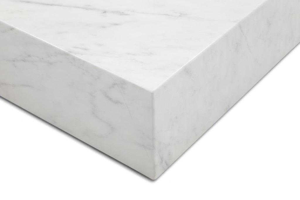 White Genuine Marble Block Coffee Table image 4