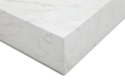 White Genuine Marble Block Coffee Table image 4