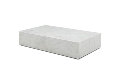 White Genuine Marble Block Coffee Table image 3