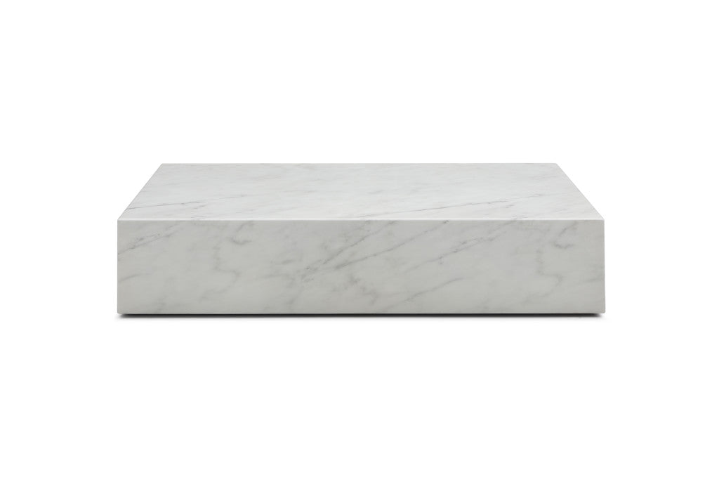 White Genuine Marble Block Coffee Table image 2