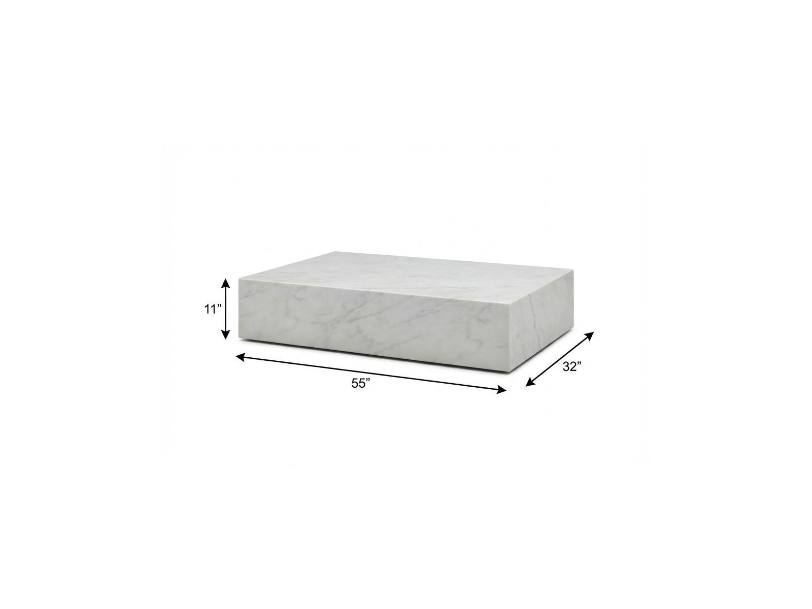 White Genuine Marble Block Coffee Table image 6