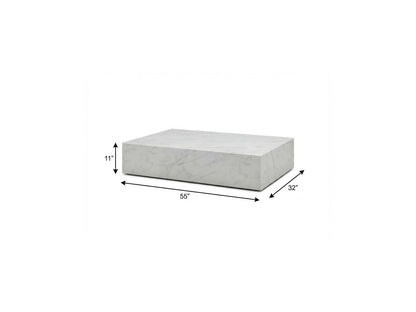 White Genuine Marble Block Coffee Table image 6
