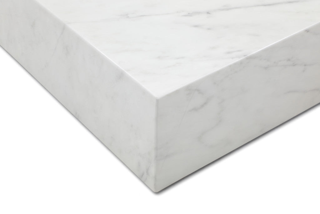 White Genuine Marble Block Coffee Table image 5