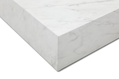 White Genuine Marble Block Coffee Table image 5