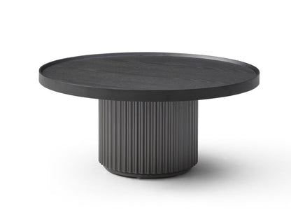 Dark Gray Wood Round Pedestal Coffee Table image 2