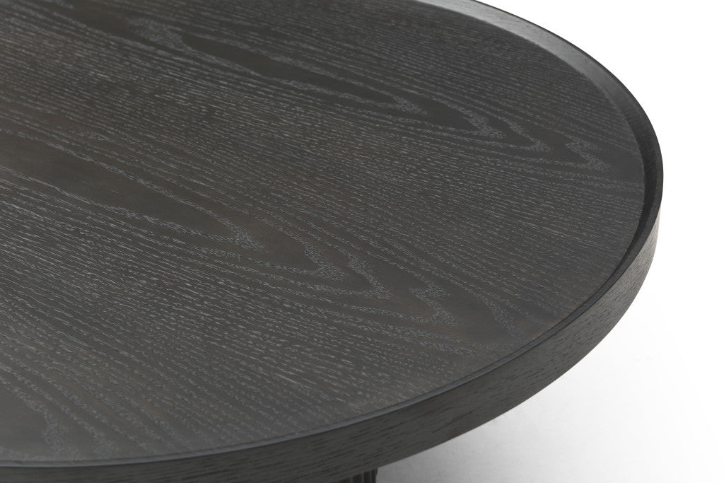 Dark Gray Wood Round Pedestal Coffee Table image 4