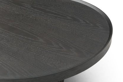 Dark Gray Wood Round Pedestal Coffee Table image 4