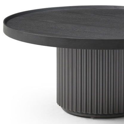 Dark Gray Wood Round Pedestal Coffee Table image 3