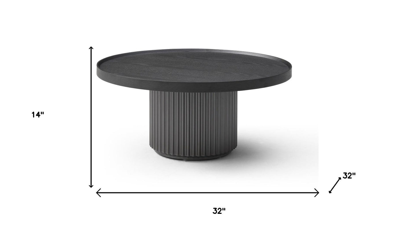 Dark Gray Wood Round Pedestal Coffee Table image 5
