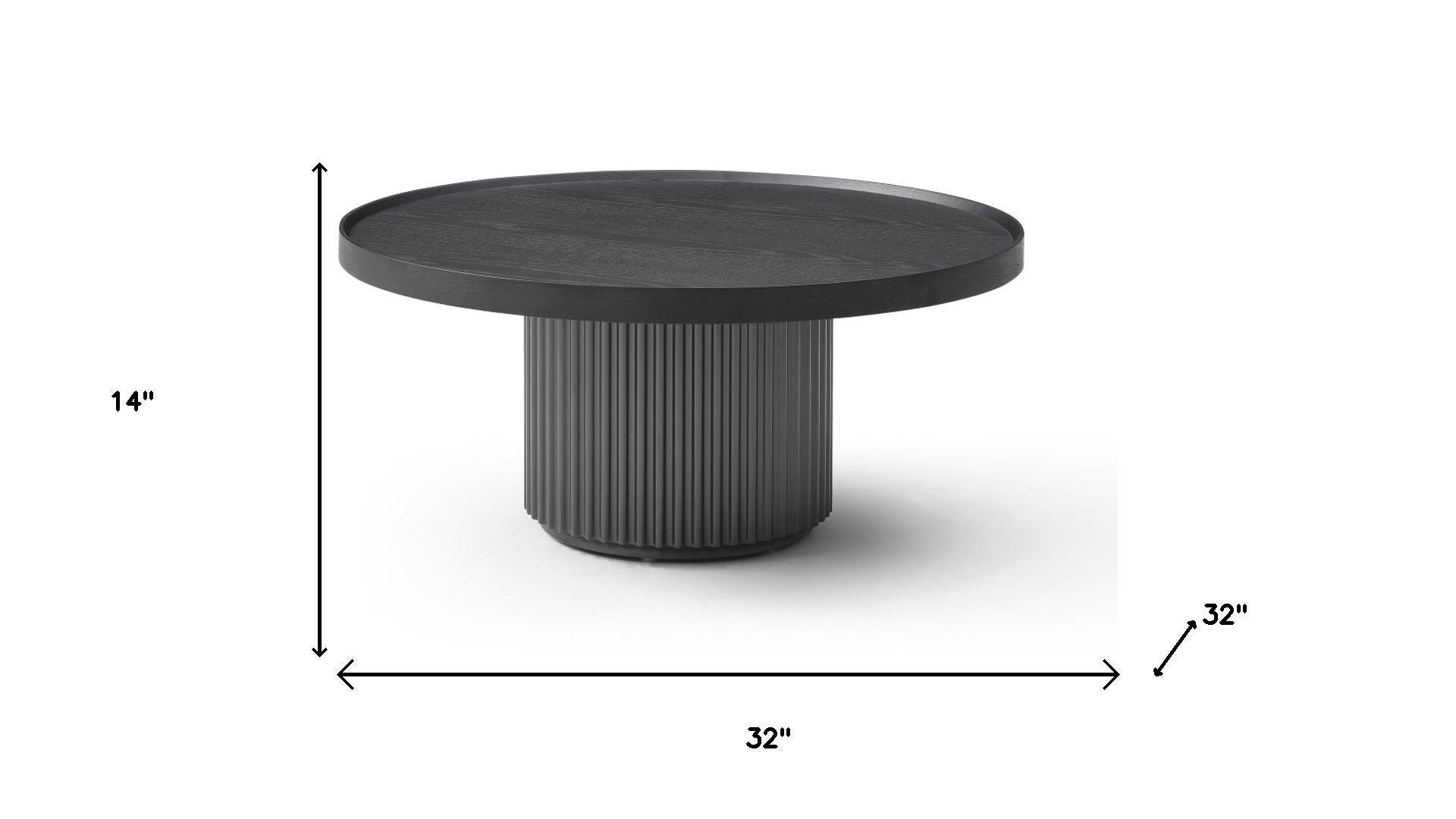 Dark Gray Wood Round Pedestal Coffee Table image 5